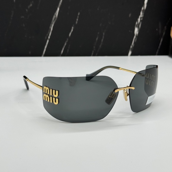 NEW MIU MIU SMU 54Y 5AK5S0 WOMEN SUNGLASSES MU54YS 5AK5S0 GOLD GREY MU 54YS - Picture 4 of 13
